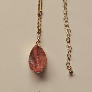 Gold and Pink Pendant Necklace